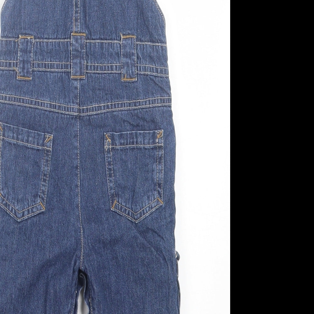 TU Baby Blue Cotton Dungaree Outfit/Set Size 6-9 Months Snap - Bear