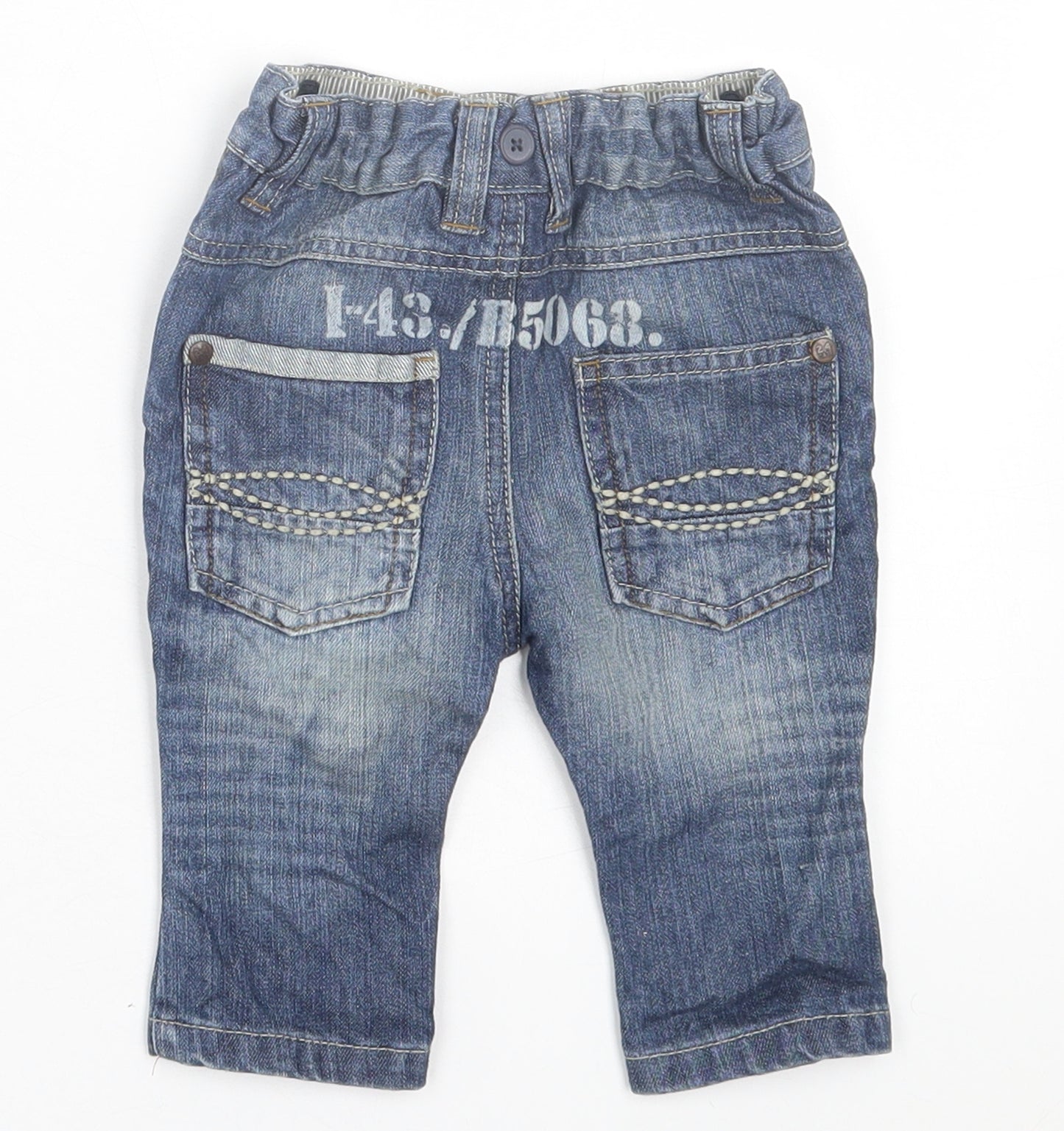 NEXT Baby Blue Cotton Capri Jeans Size 3-6 Months Button