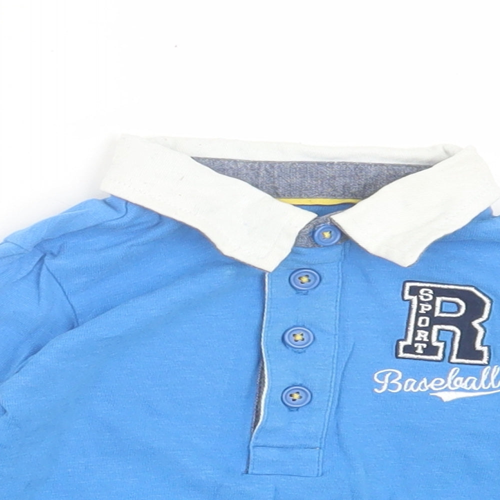 Dunnes Stores Boys Blue Cotton Basic Polo Size 9-12 Months Collared Button - Baseball
