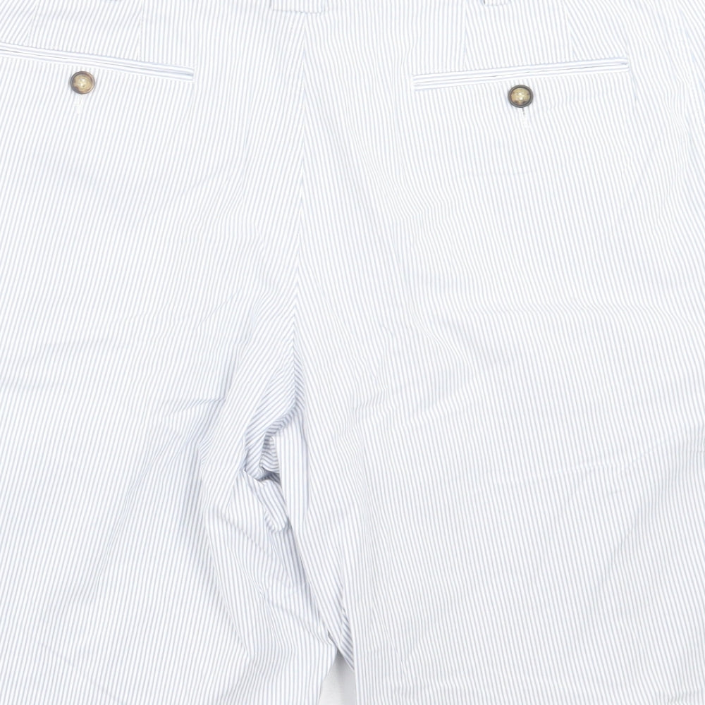 Blue Harbour Mens Blue Striped Cotton Chino Shorts Size 36 in L10 in Regular Button