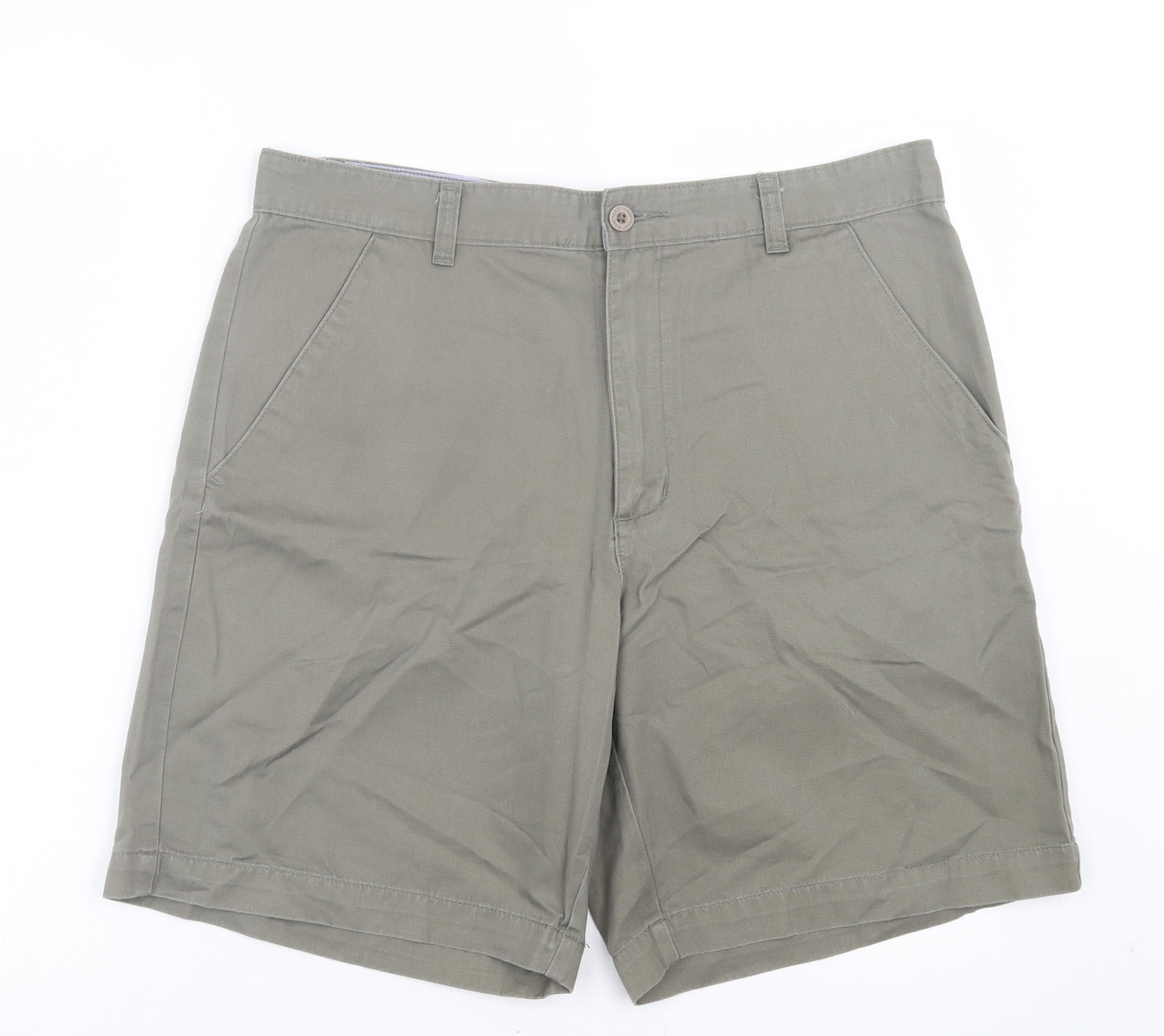 Easy Mens Green Cotton Chino Shorts Size 36 in L9 in Regular Button