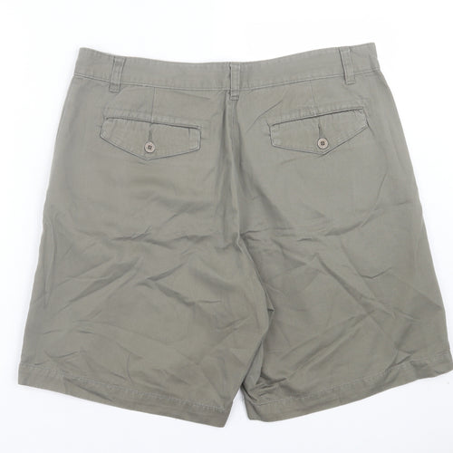 Easy Mens Green Cotton Chino Shorts Size 36 in L9 in Regular Button