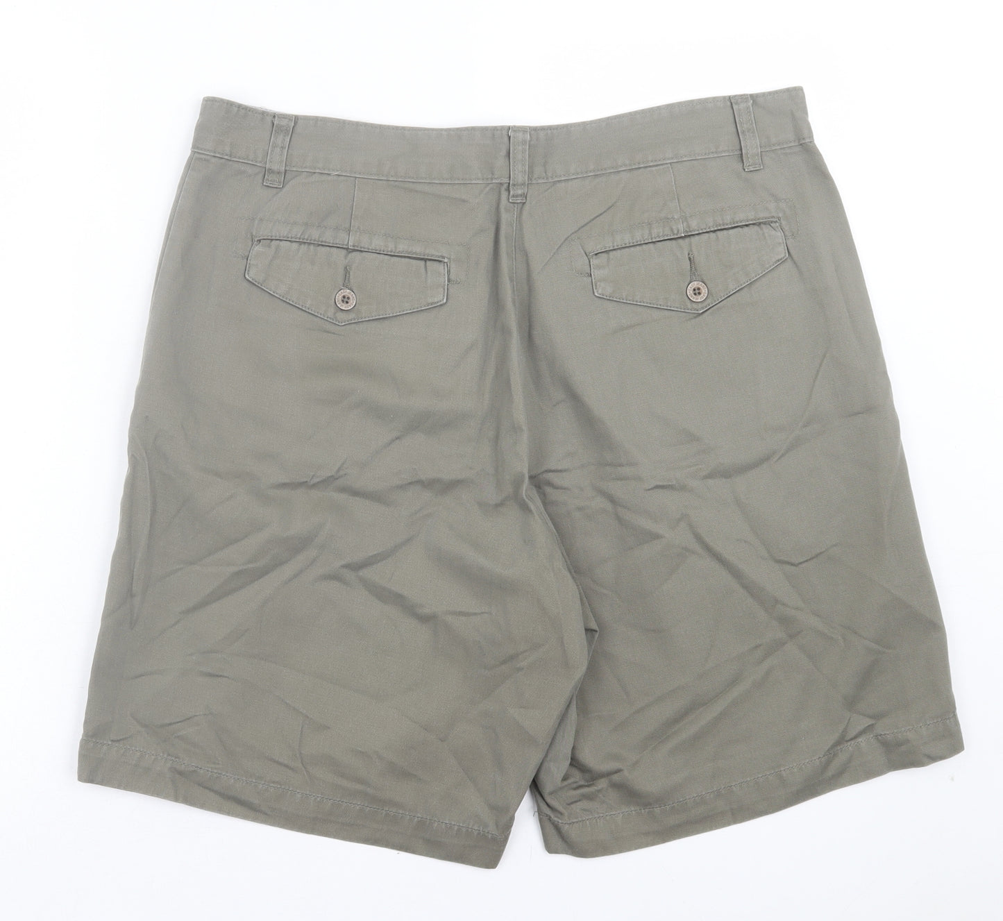 Easy Mens Green Cotton Chino Shorts Size 36 in L9 in Regular Button