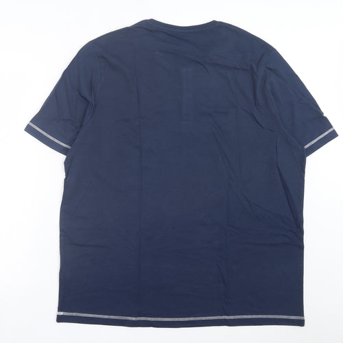 Livergy Mens Blue Cotton T-Shirt Size XL Henley