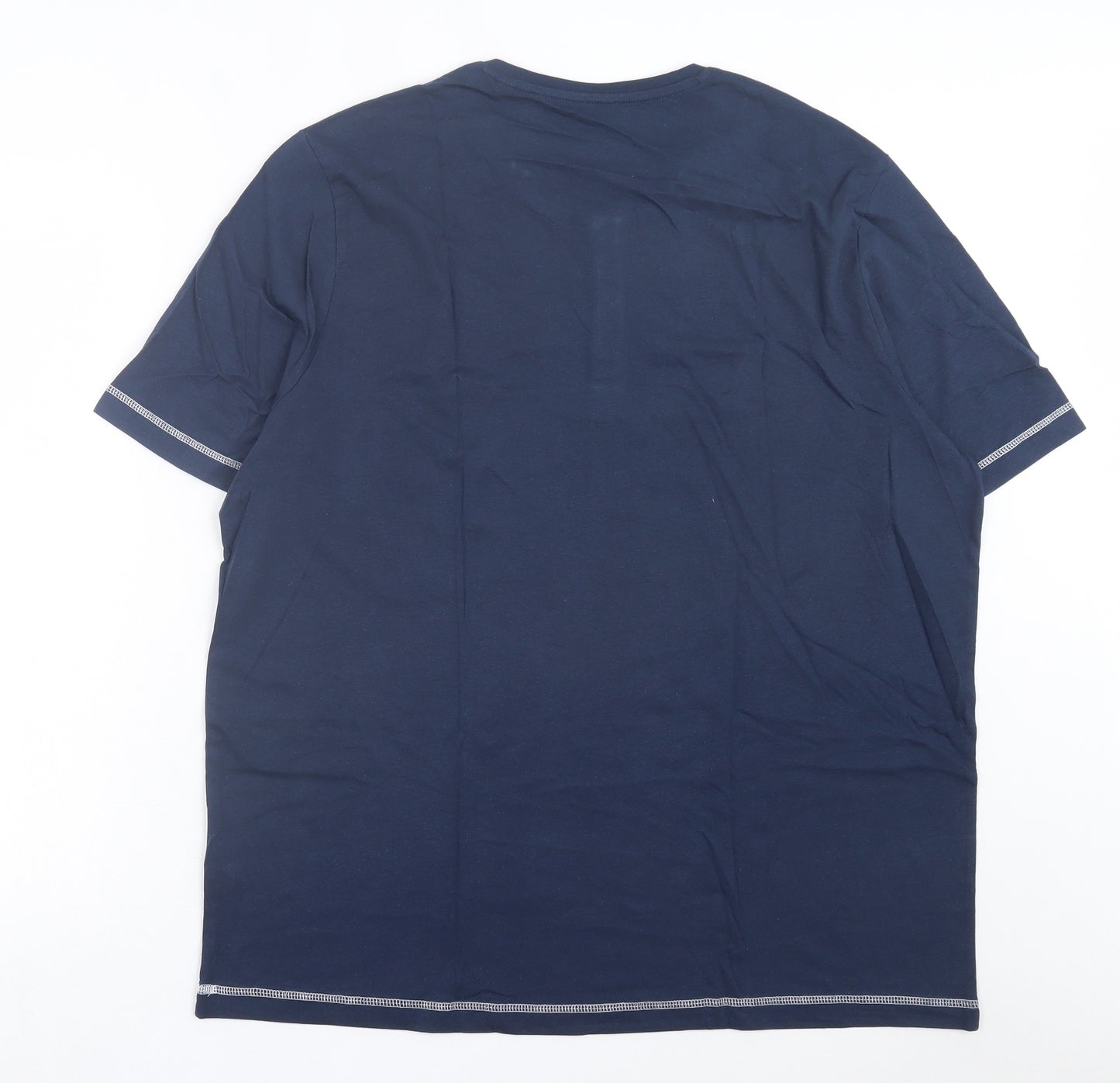 Livergy Mens Blue Cotton T-Shirt Size XL Henley