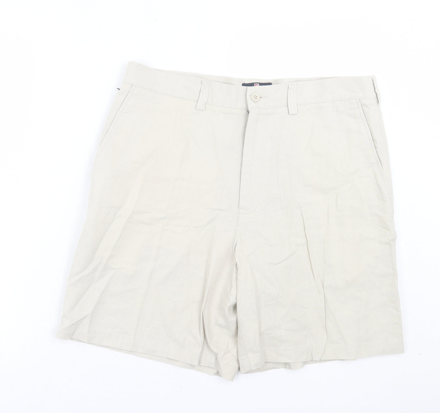 Blue Harbour Mens Beige Linen Bermuda Shorts Size 36 in L8 in Regular Button