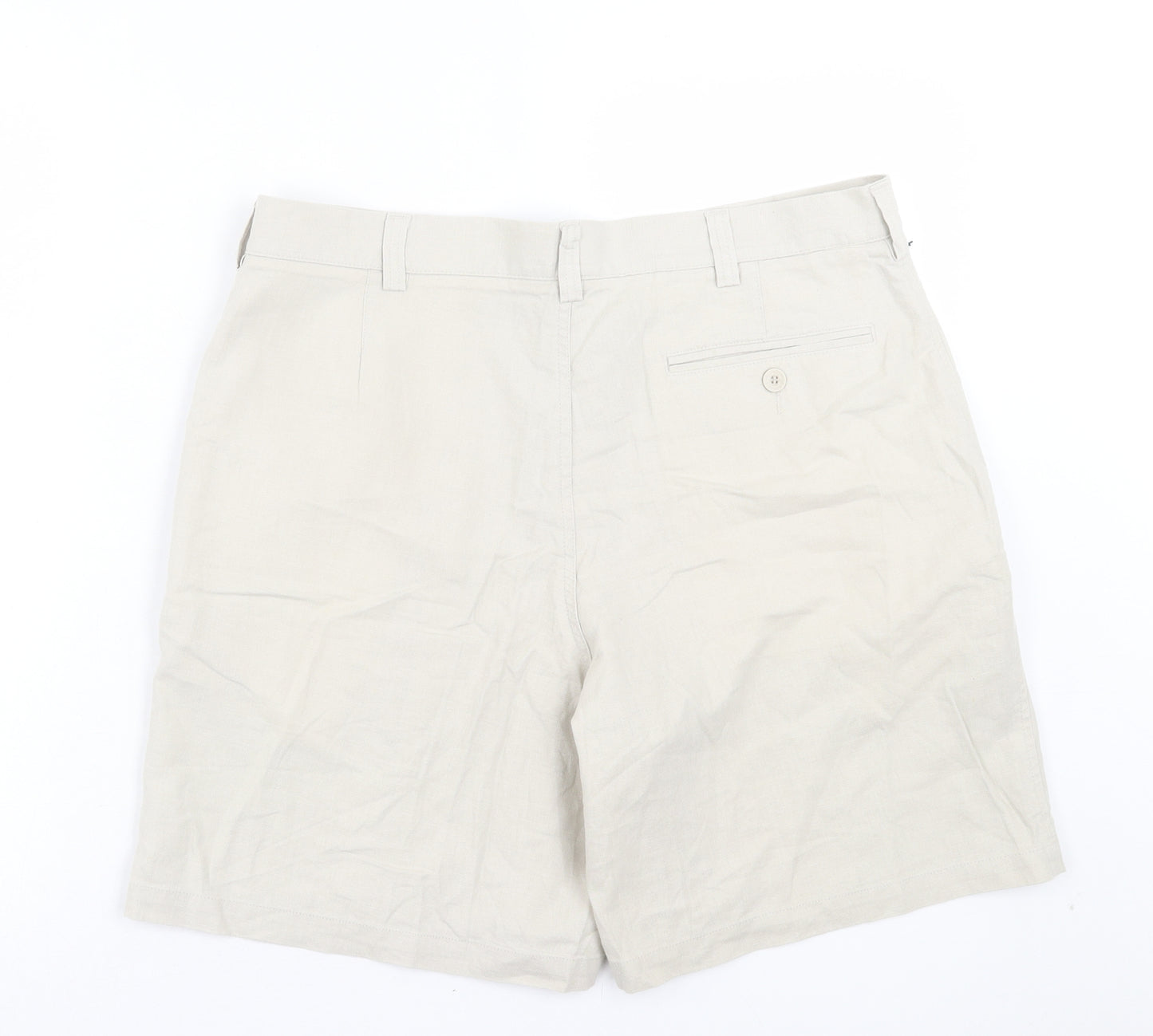 Blue Harbour Mens Beige Linen Bermuda Shorts Size 36 in L8 in Regular Button