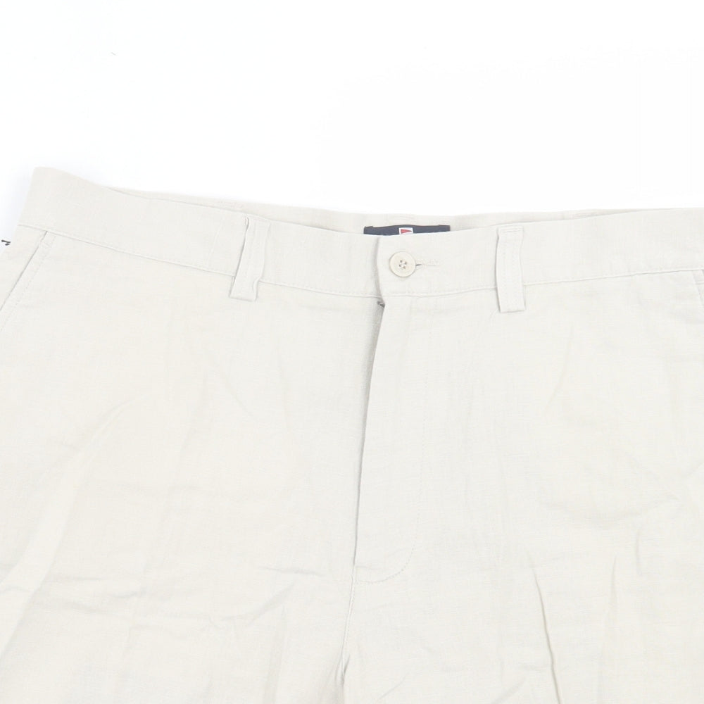 Blue Harbour Mens Beige Linen Bermuda Shorts Size 36 in L8 in Regular Button