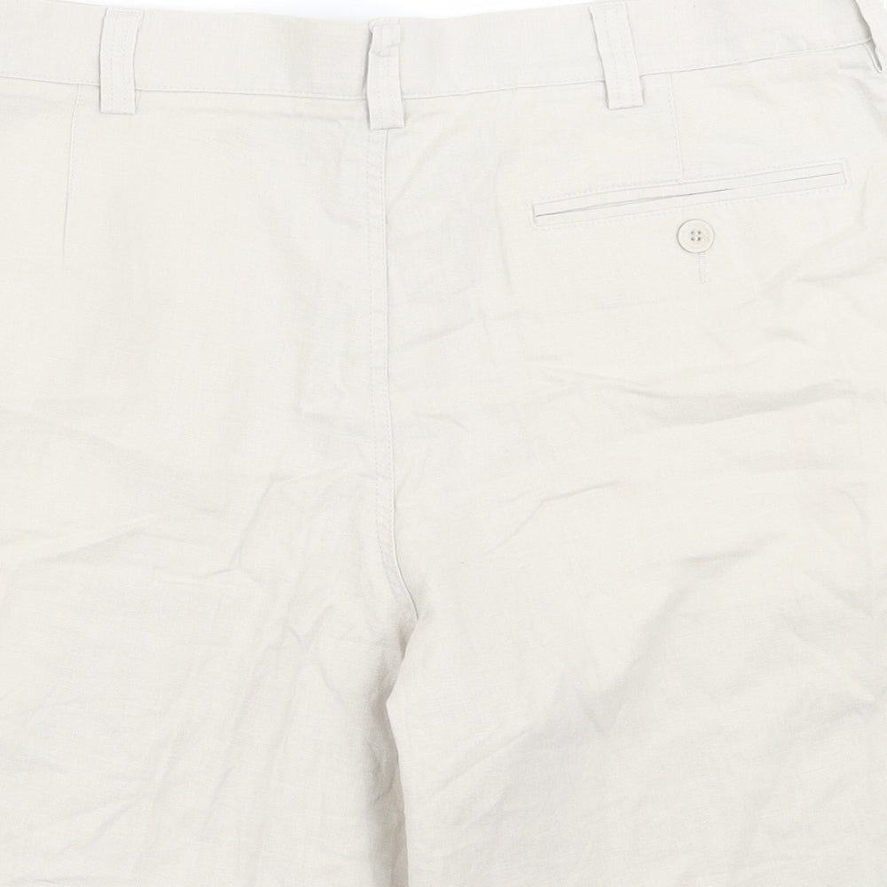 Blue Harbour Mens Beige Linen Bermuda Shorts Size 36 in L8 in Regular Button