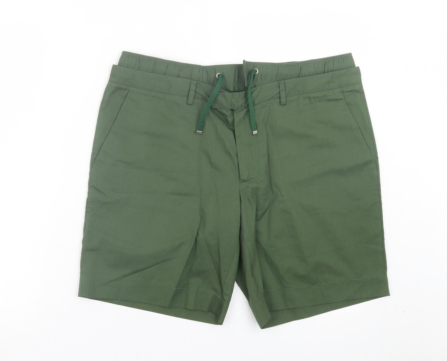 Calvin Klein Mens Green Cotton Bermuda Shorts Size 36 in L8 in Regular Button