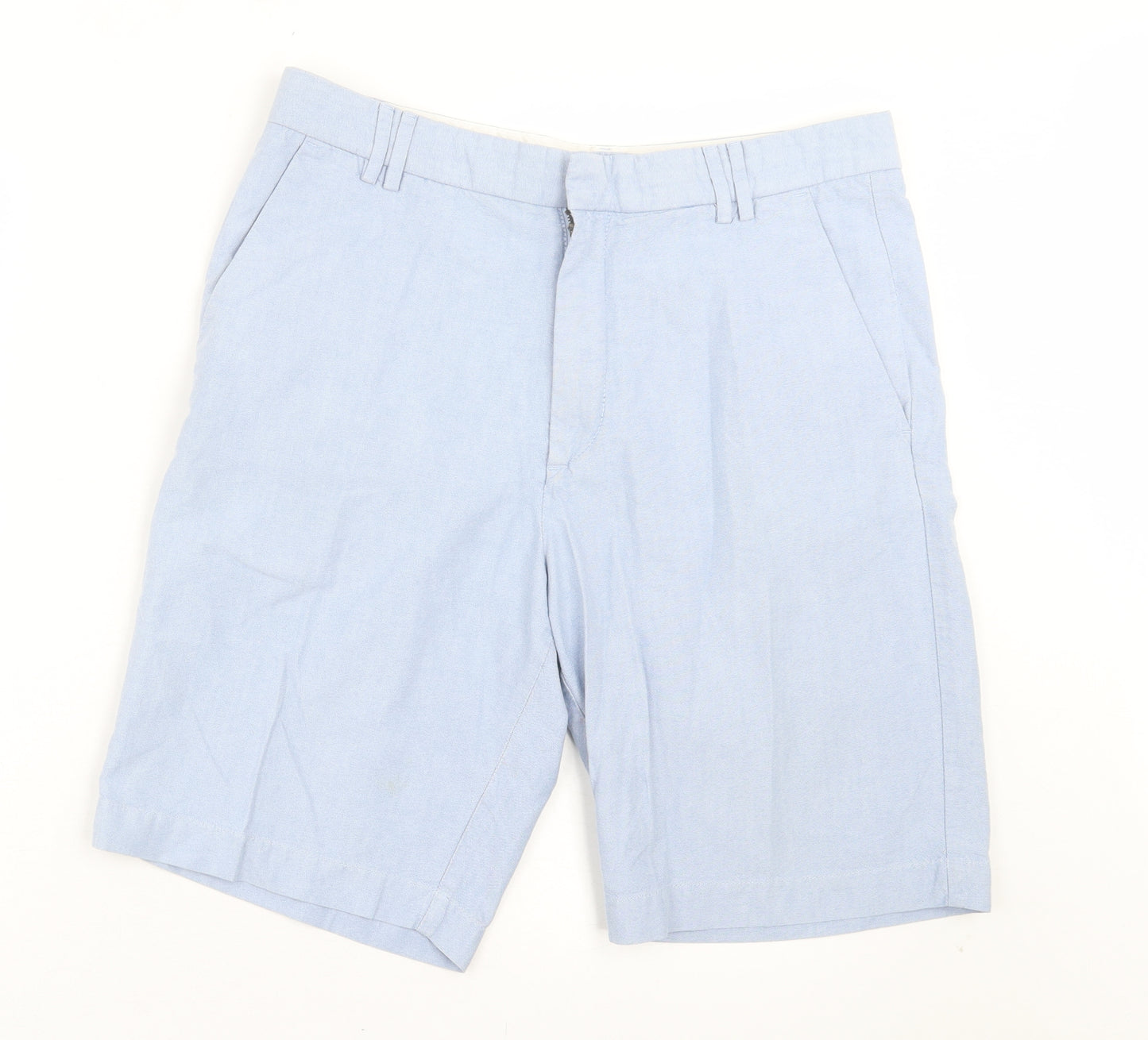 Marks and Spencer Mens Blue Cotton Bermuda Shorts Size 36 in L9 in Regular Hook & Eye