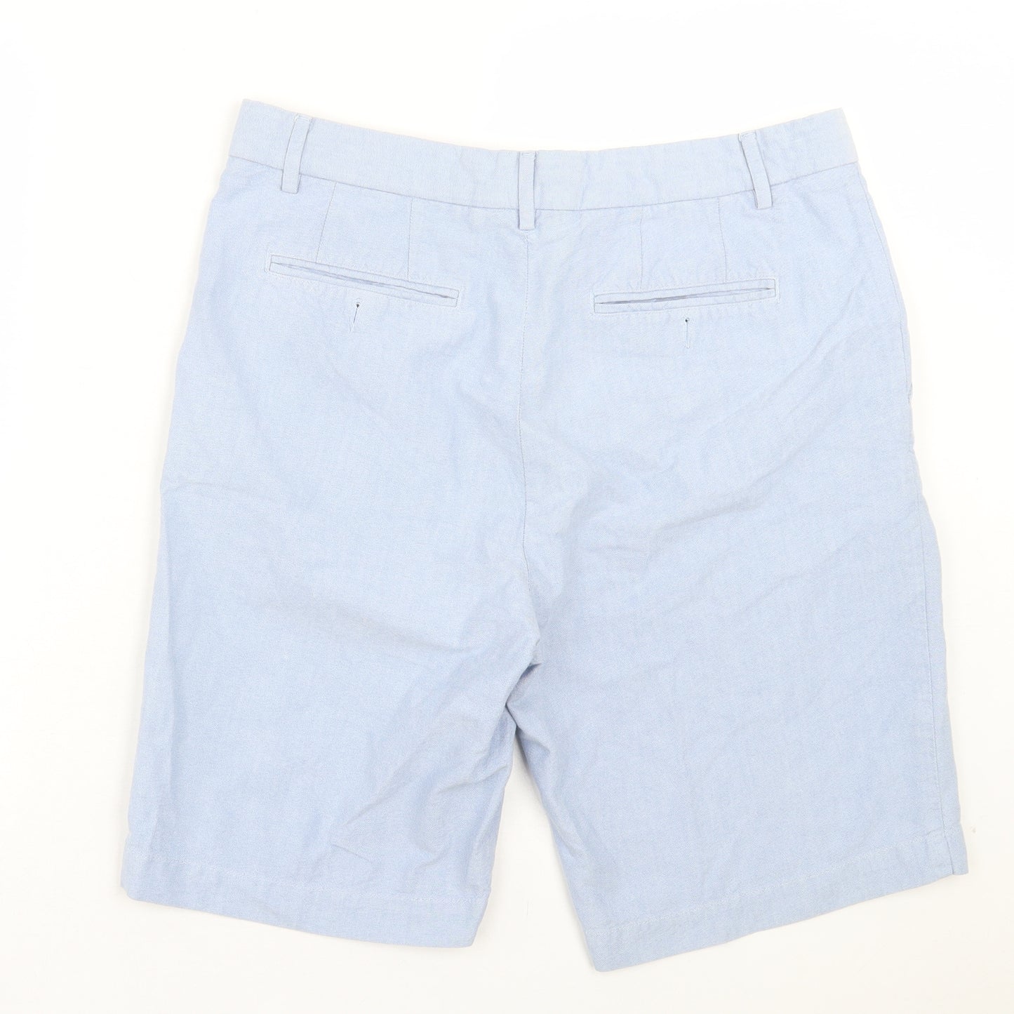 Marks and Spencer Mens Blue Cotton Bermuda Shorts Size 36 in L9 in Regular Hook & Eye