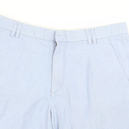 Marks and Spencer Mens Blue Cotton Bermuda Shorts Size 36 in L9 in Regular Hook & Eye