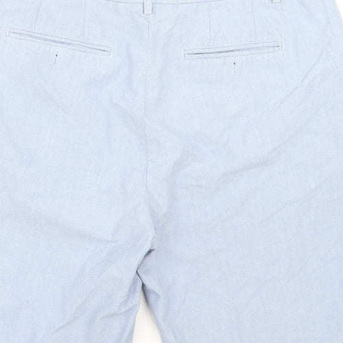 Marks and Spencer Mens Blue Cotton Bermuda Shorts Size 36 in L9 in Regular Hook & Eye