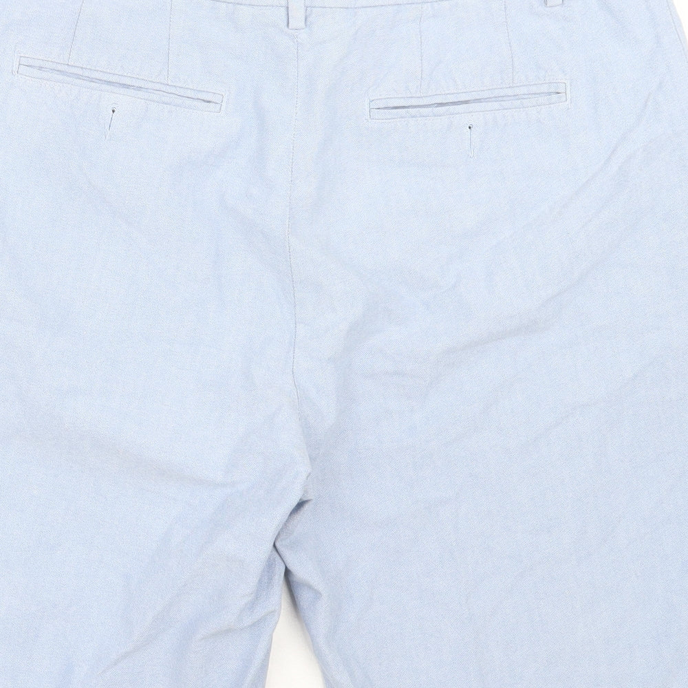 Marks and Spencer Mens Blue Cotton Bermuda Shorts Size 36 in L9 in Regular Hook & Eye