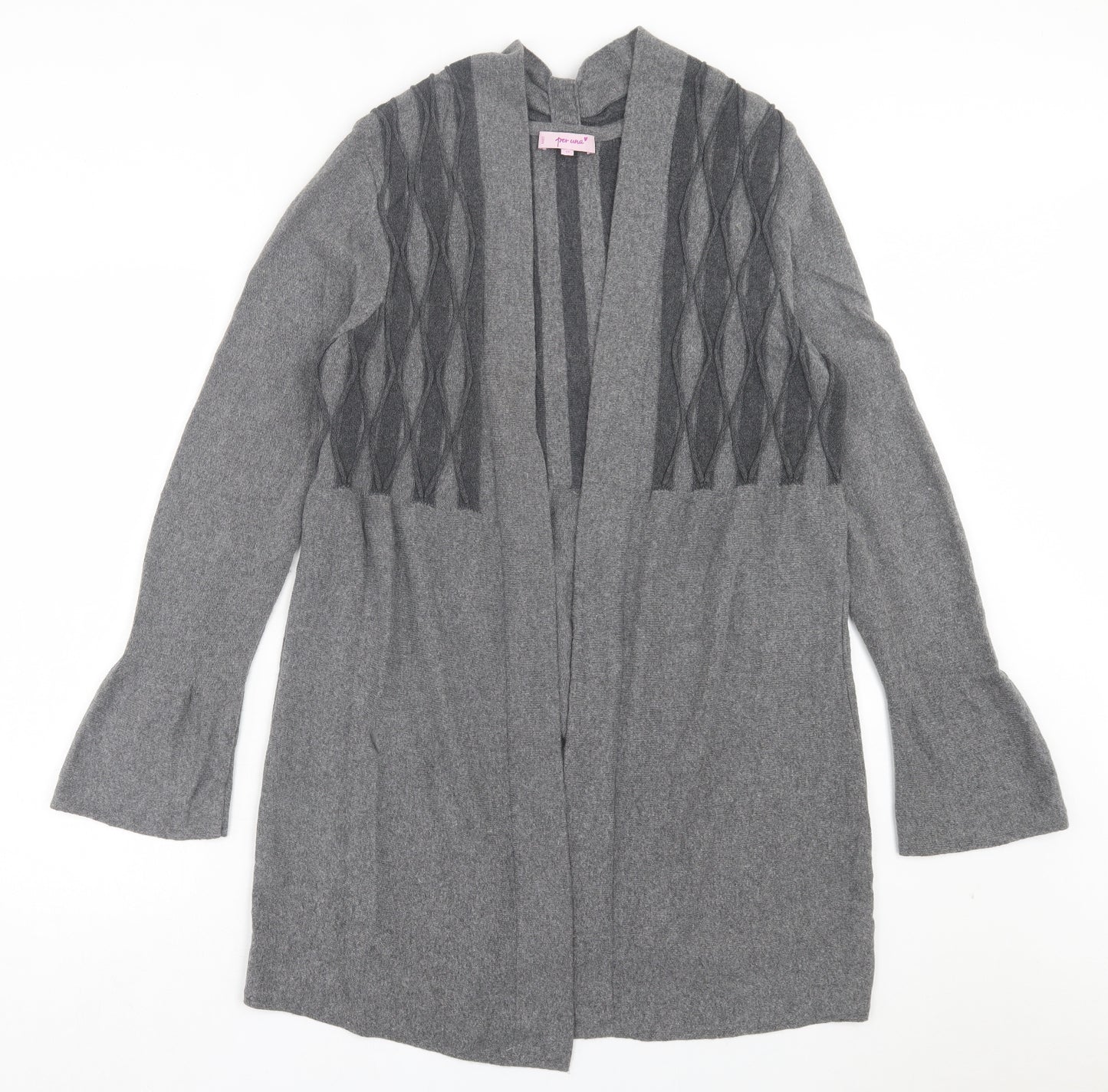 Per Una Womens Grey V-Neck Polyamide Cardigan Jumper Size 14