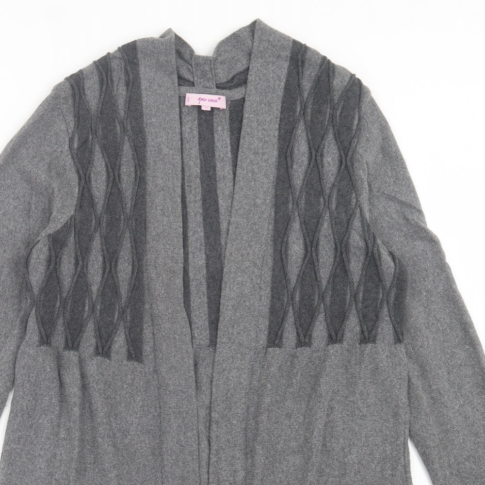 Per Una Womens Grey V-Neck Polyamide Cardigan Jumper Size 14