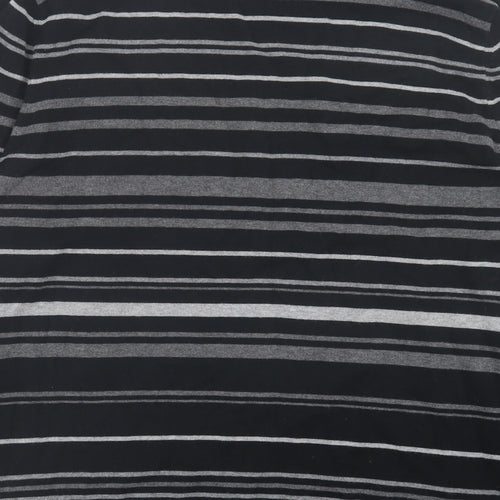 Mexx Mens Black V-Neck Striped Cotton Pullover Jumper Size L