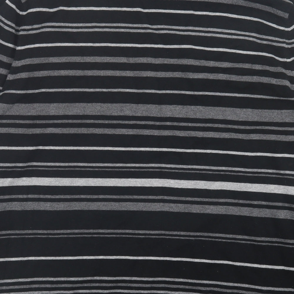 Mexx Mens Black V-Neck Striped Cotton Pullover Jumper Size L