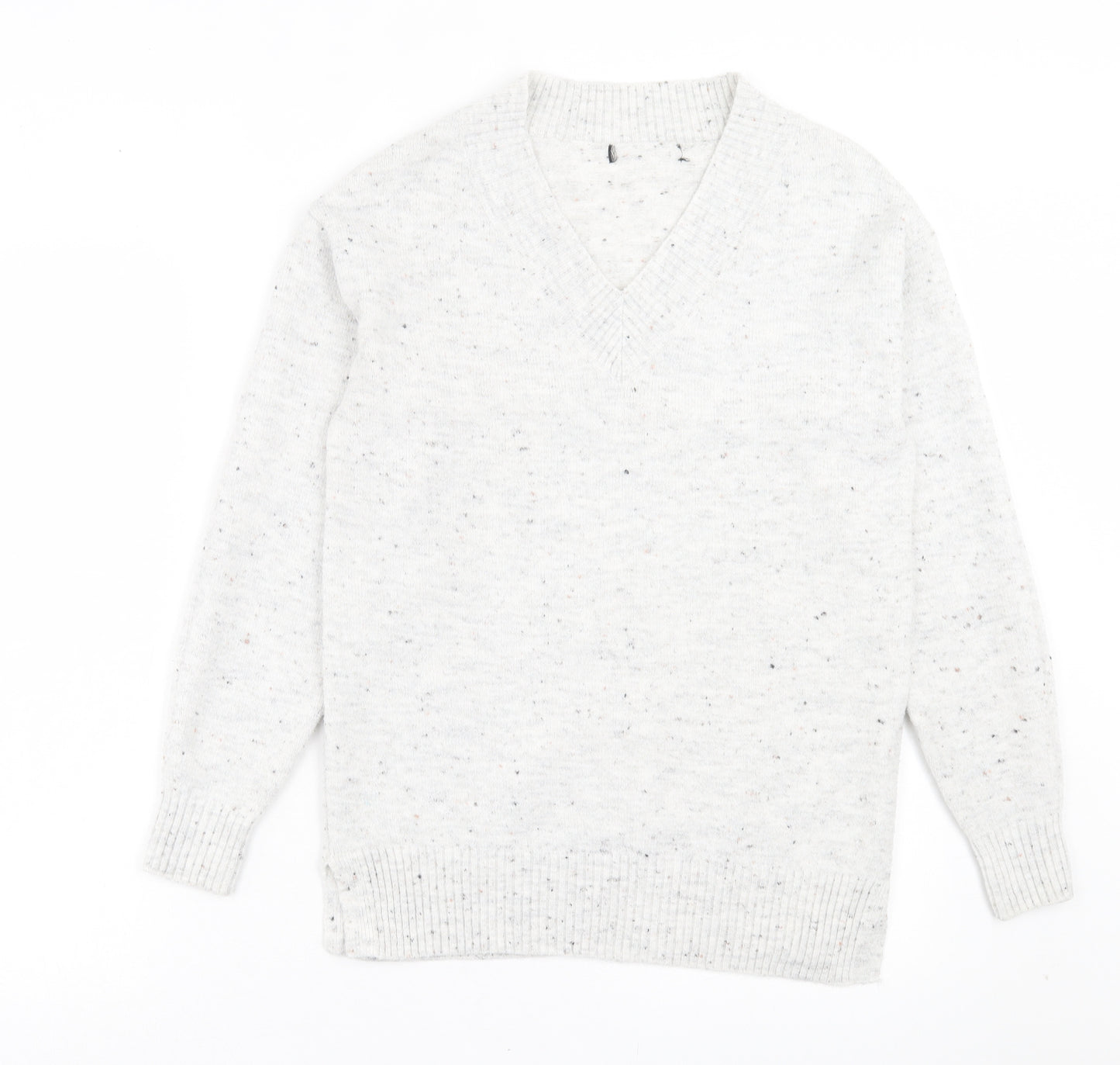 F&F Womens Grey V-Neck Acrylic Pullover Jumper Size 6