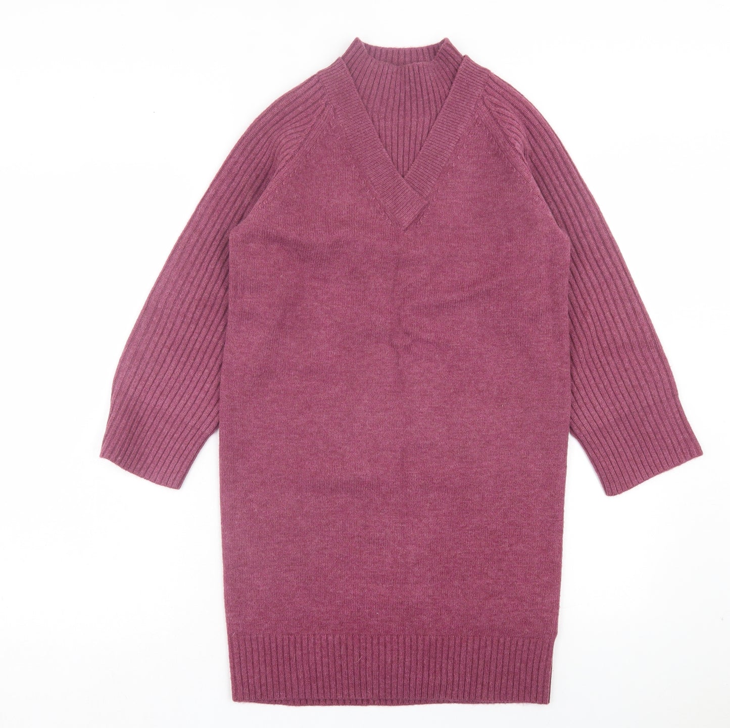 NEXT Womens Purple Polyester Jumper Dress Size XS High Neck Pullover