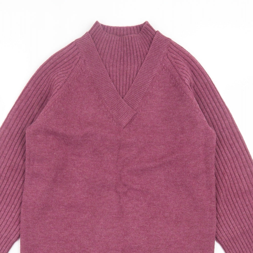 NEXT Womens Purple Polyester Jumper Dress Size XS High Neck Pullover