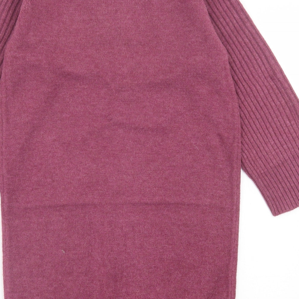 NEXT Womens Purple Polyester Jumper Dress Size XS High Neck Pullover