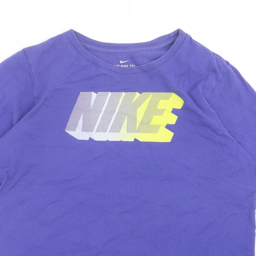 Nike Boys Purple Cotton Basic T-Shirt Size 13-14 Years Crew Neck Pullover