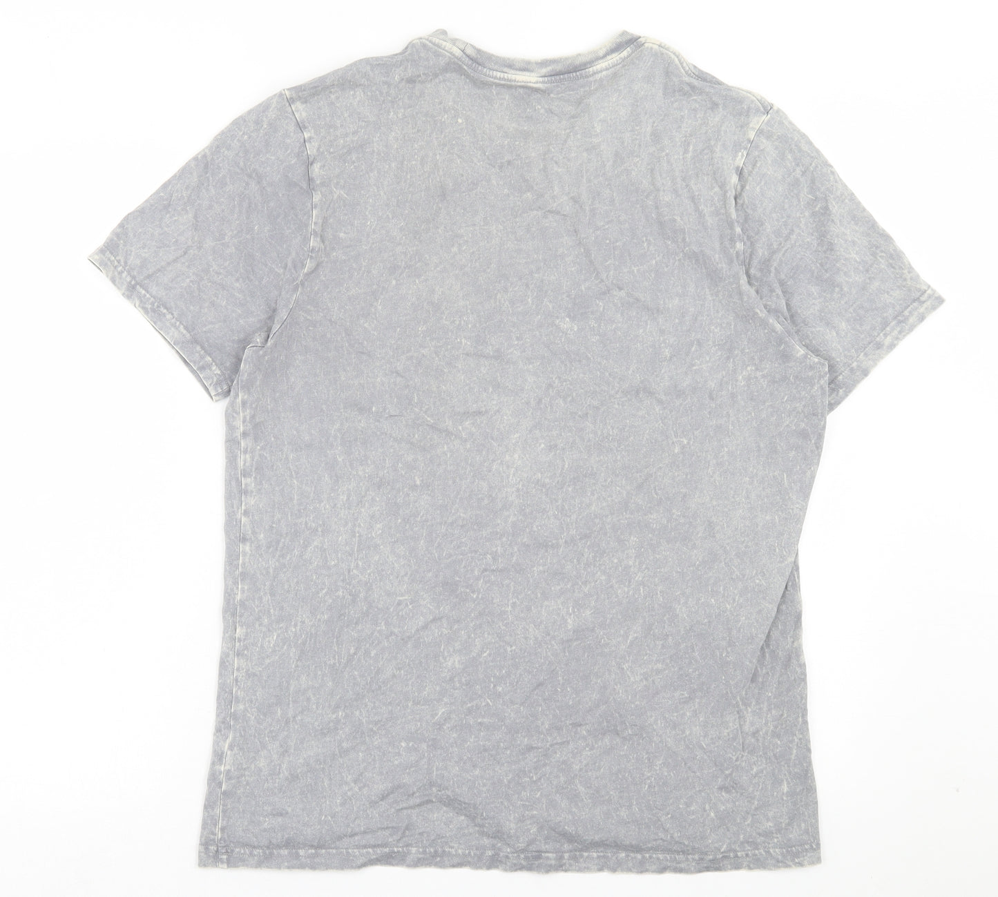 DKNY Mens Grey Cotton T-Shirt Size S Crew Neck - Acid Wash