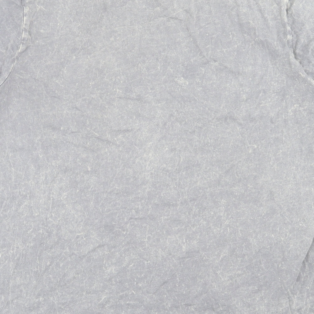 DKNY Mens Grey Cotton T-Shirt Size S Crew Neck - Acid Wash