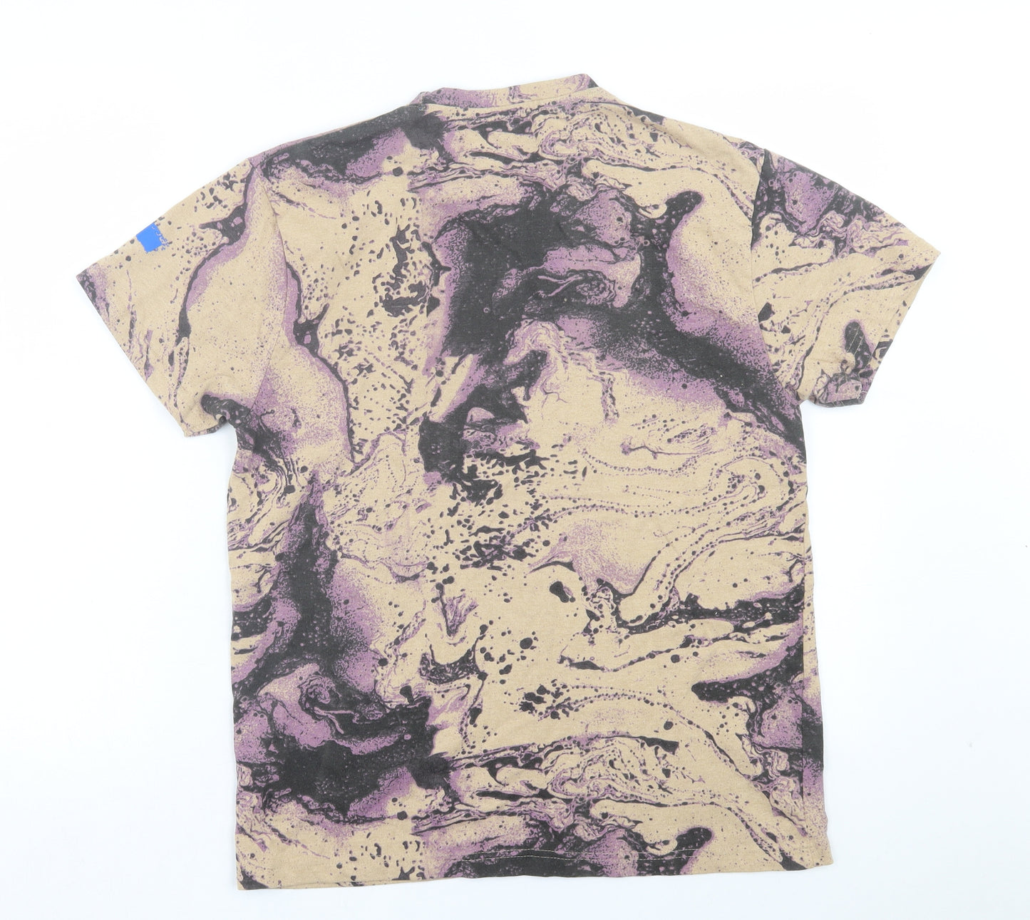 Seven Souls Mens Multicoloured Geometric Cotton T-Shirt Size M Crew Neck - Never Give Up