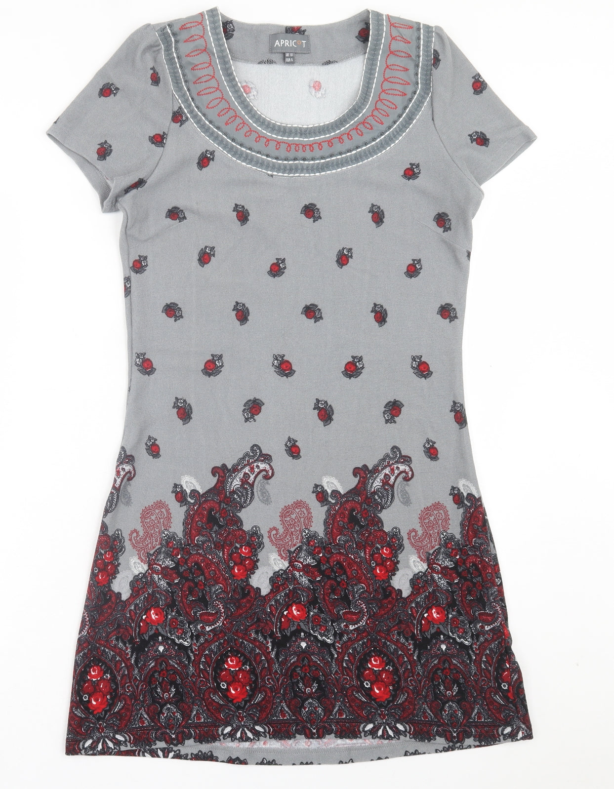 Apricot Womens Grey Paisley Polyester A-Line Size 10 Scoop Neck Pullover