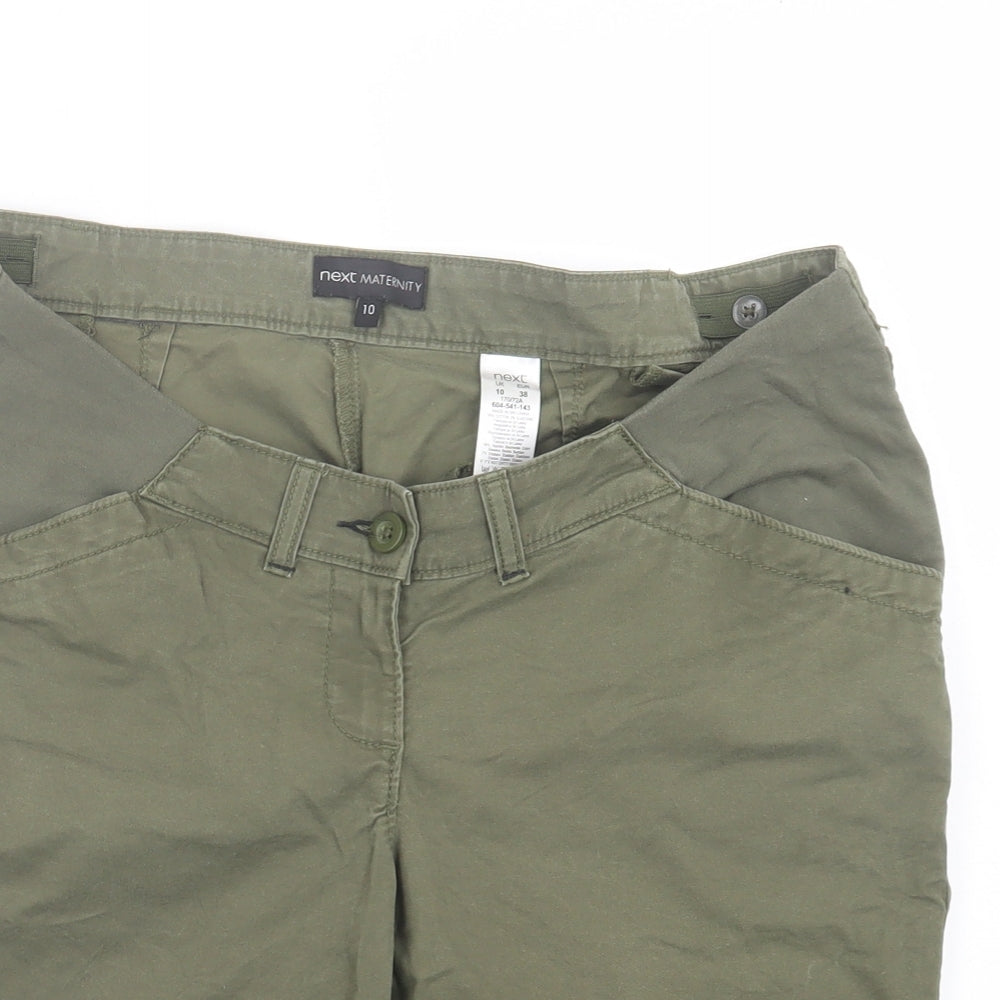 NEXT Womens Green Cotton Chino Shorts Size 10 L10 in Regular Button
