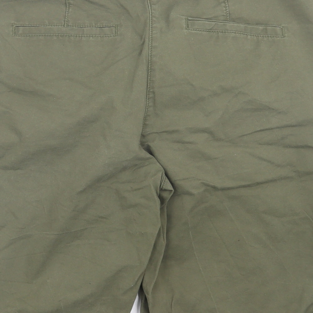 NEXT Womens Green Cotton Chino Shorts Size 10 L10 in Regular Button