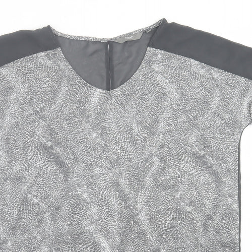NEXT Womens Grey Animal Print Viscose Basic T-Shirt Size 10 Crew Neck - Open back