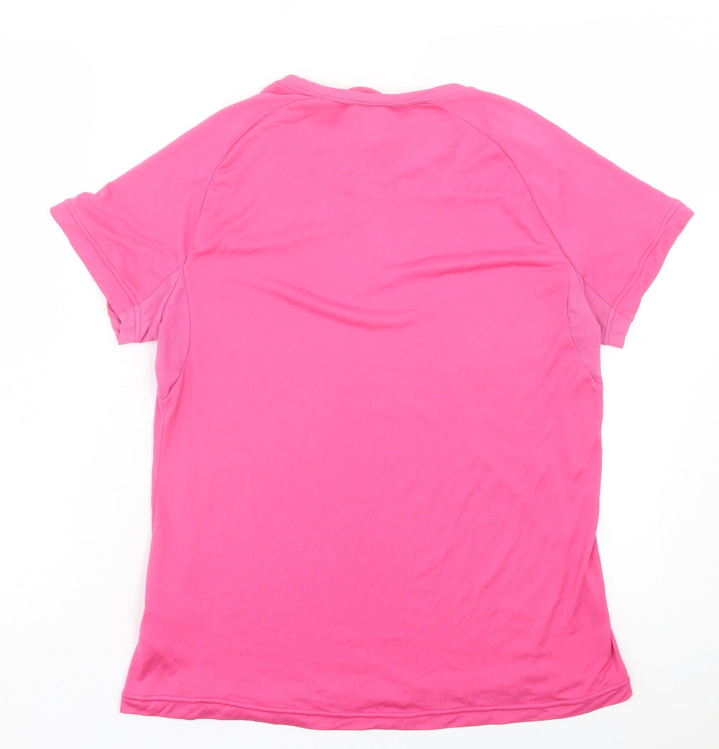 Quechua Womens Pink Polyester Basic T-Shirt Size L Crew Neck Pullover