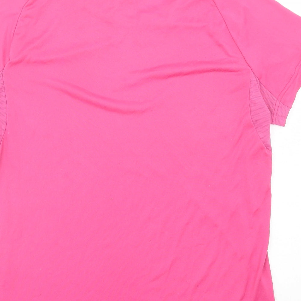 Quechua Womens Pink Polyester Basic T-Shirt Size L Crew Neck Pullover