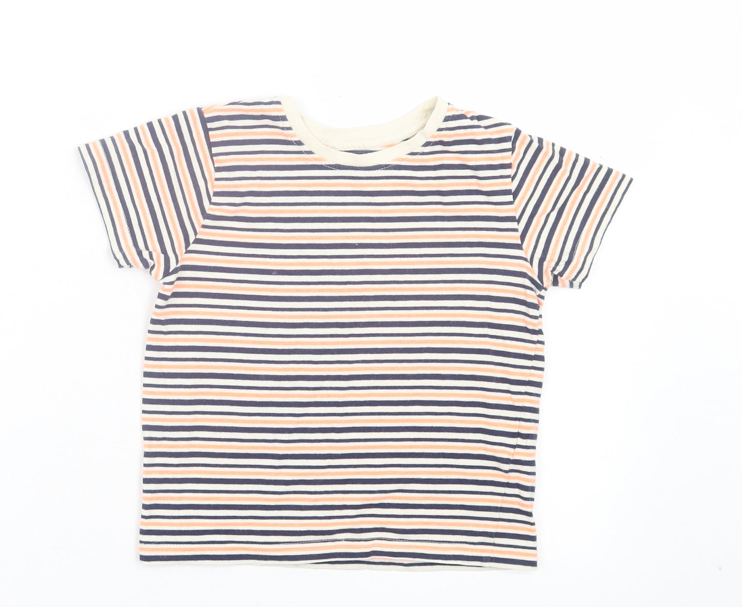 Primark Boys Multicoloured Striped Cotton Basic T-Shirt Size 4-5 Years Crew Neck Pullover