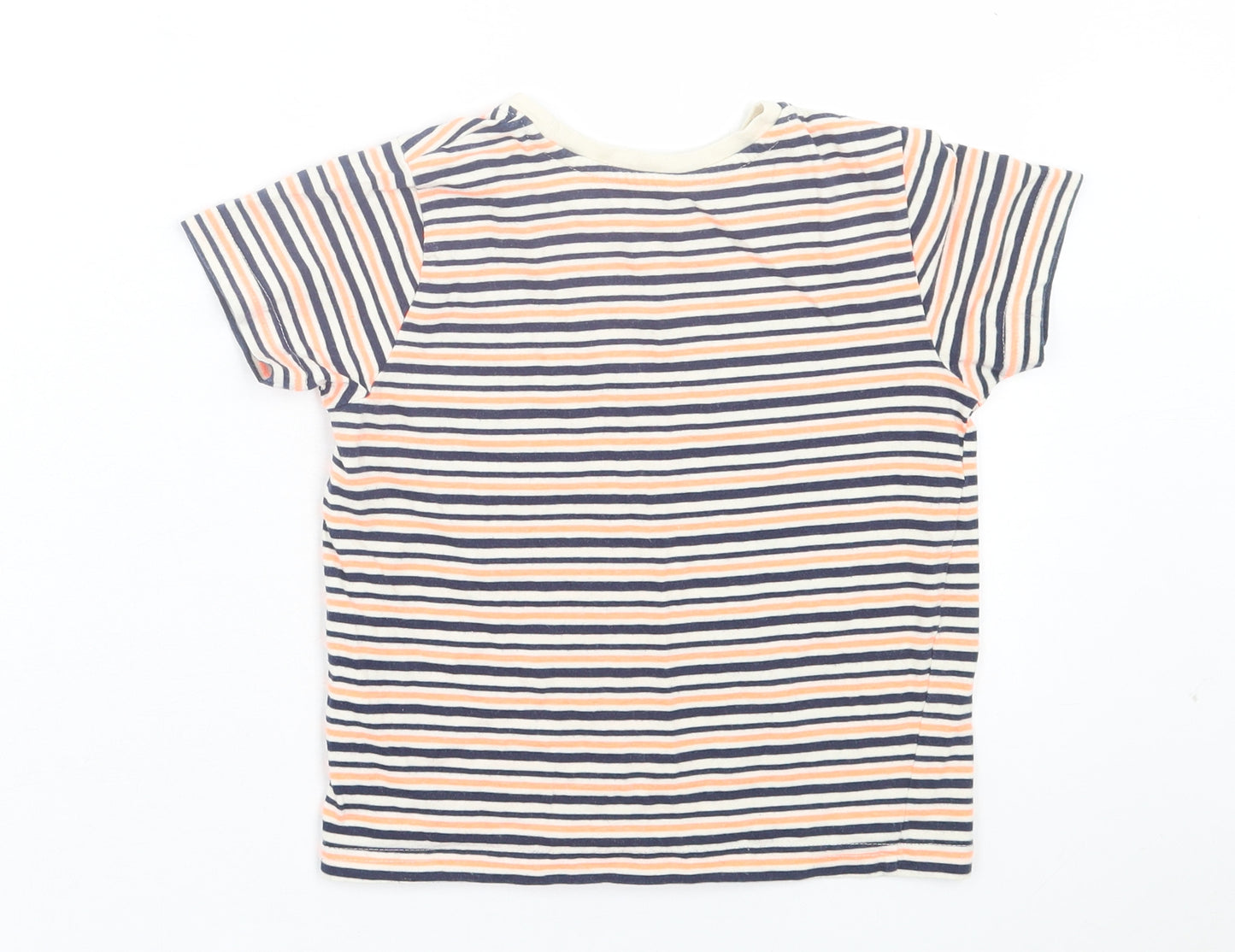 Primark Boys Multicoloured Striped Cotton Basic T-Shirt Size 4-5 Years Crew Neck Pullover