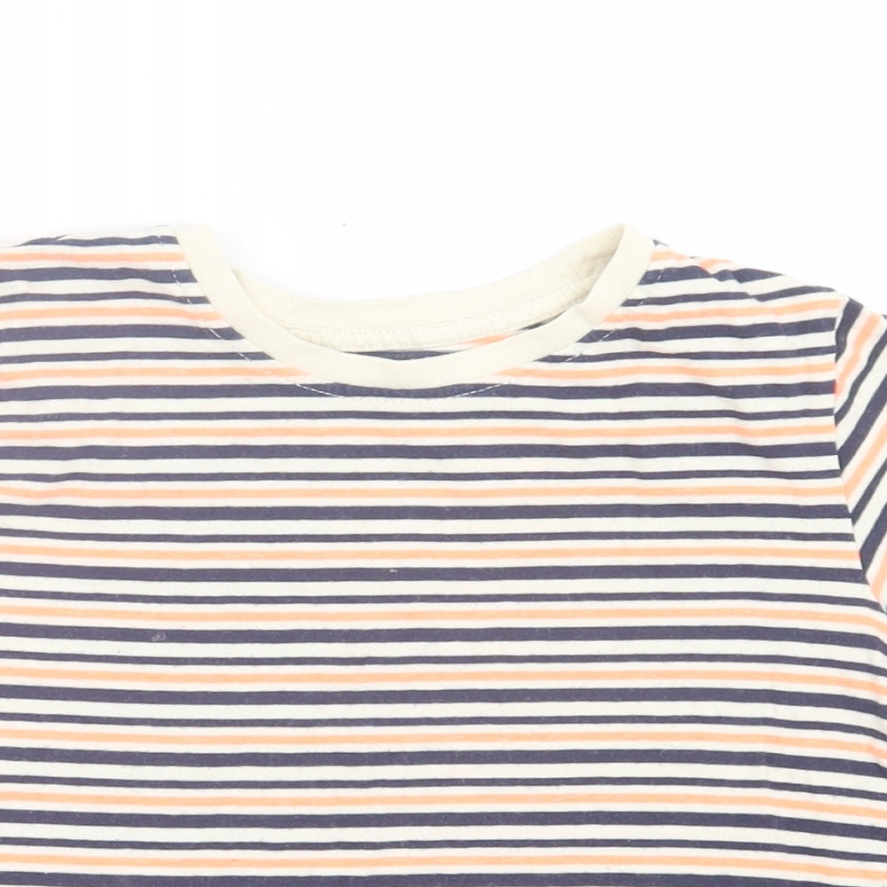 Primark Boys Multicoloured Striped Cotton Basic T-Shirt Size 4-5 Years Crew Neck Pullover