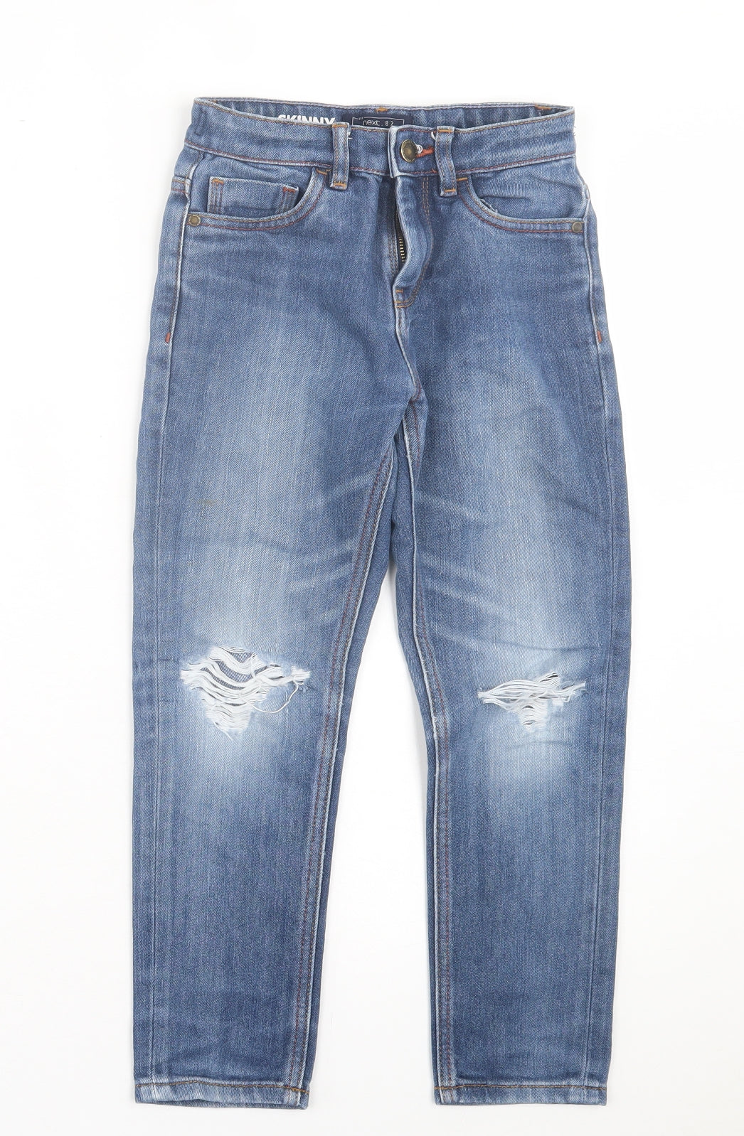 NEXT Boys Blue Cotton Straight Jeans Size 9 Months Regular Button - Distressed