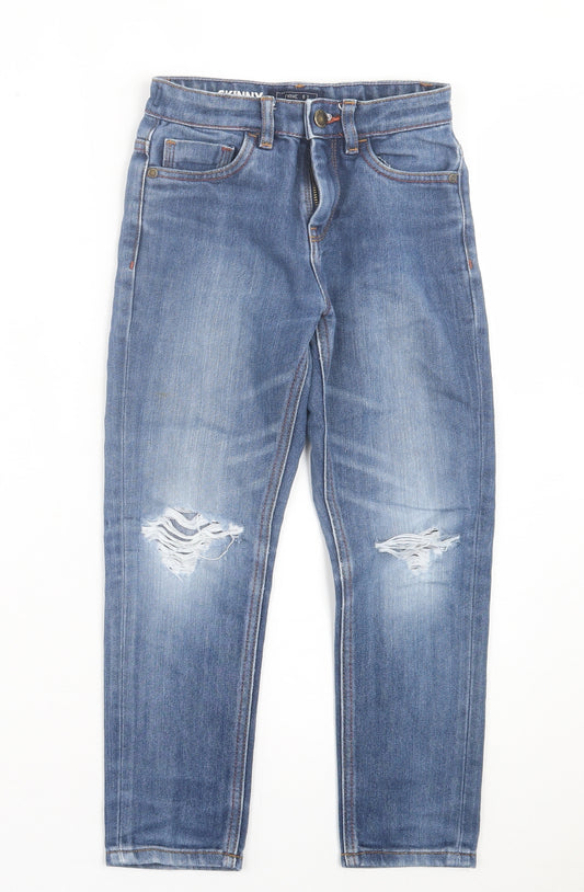 NEXT Boys Blue Cotton Straight Jeans Size 9 Months Regular Button - Distressed