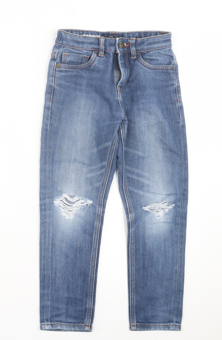 NEXT Boys Blue Cotton Straight Jeans Size 9 Months Regular Button - Distressed