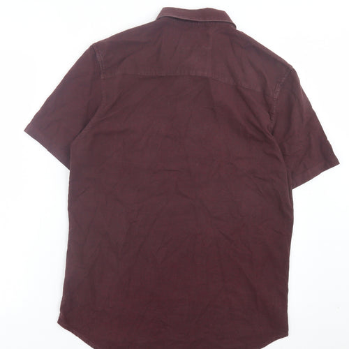 Topman Mens Purple Cotton Button-Up Size M Collared Button