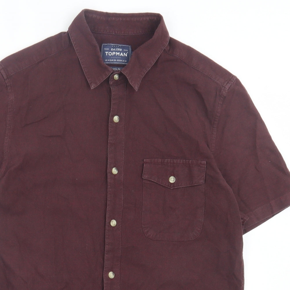 Topman Mens Purple Cotton Button-Up Size M Collared Button