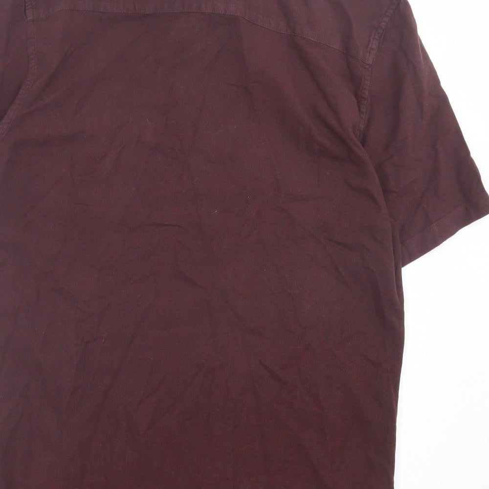 Topman Mens Purple Cotton Button-Up Size M Collared Button