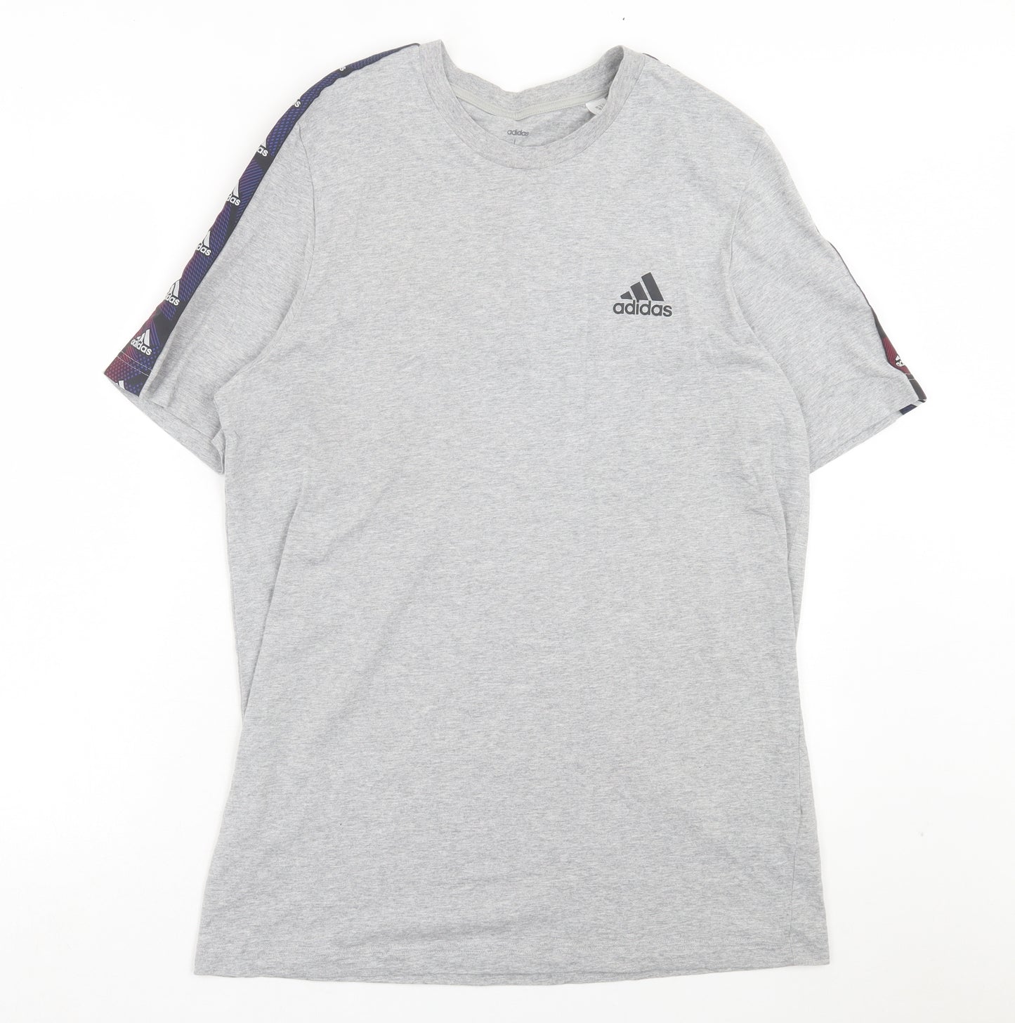adidas Mens Grey Cotton T-Shirt Size L Crew Neck