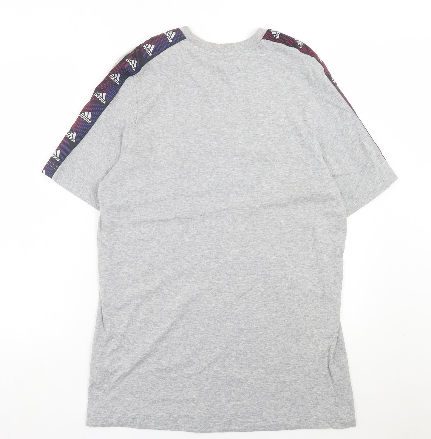 adidas Mens Grey Cotton T-Shirt Size L Crew Neck