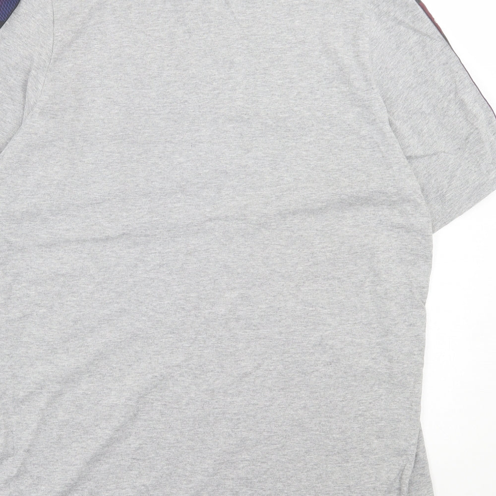 adidas Mens Grey Cotton T-Shirt Size L Crew Neck