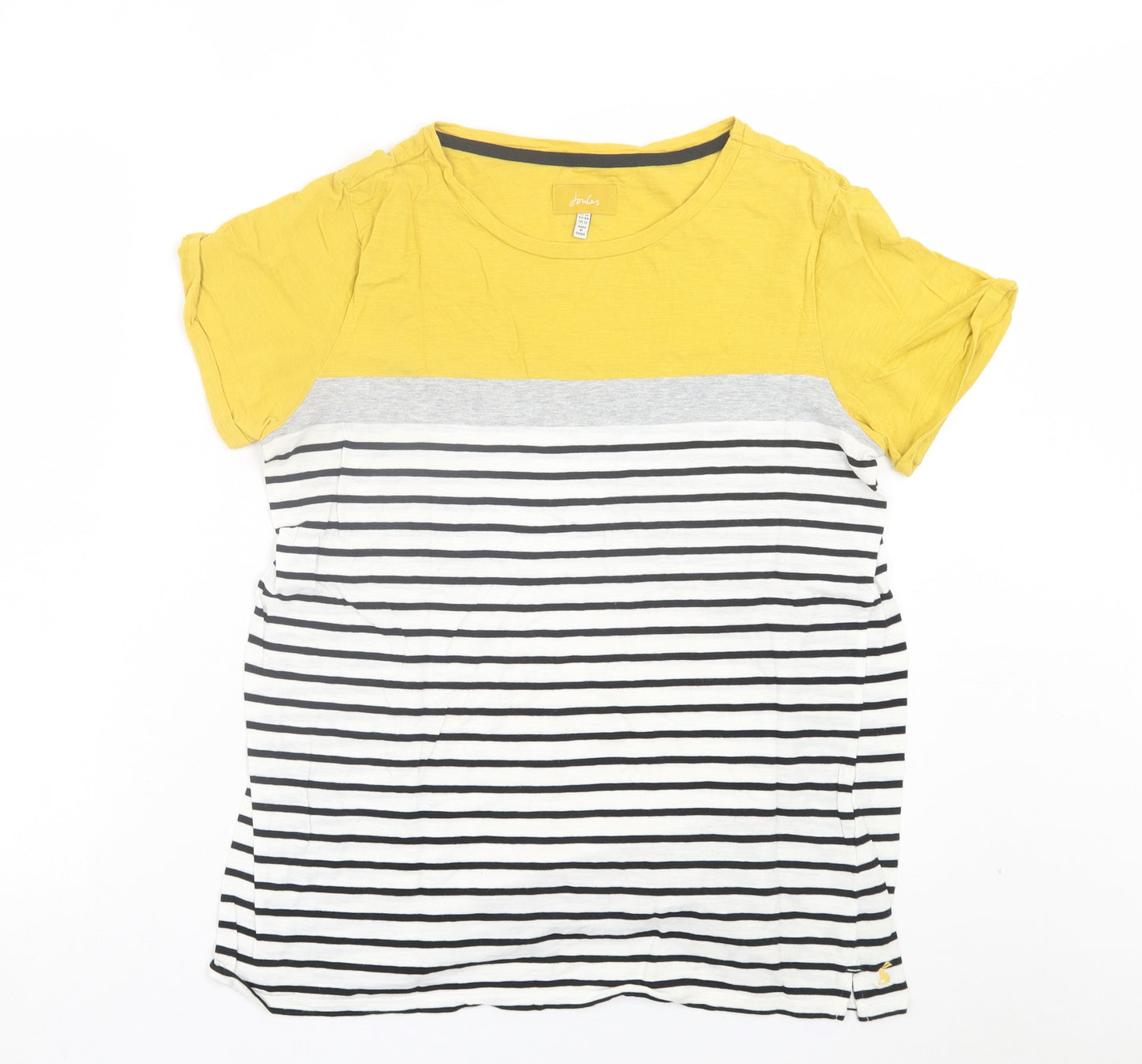 Joules Womens Multicoloured Striped Cotton Basic T-Shirt Size 16 Crew Neck